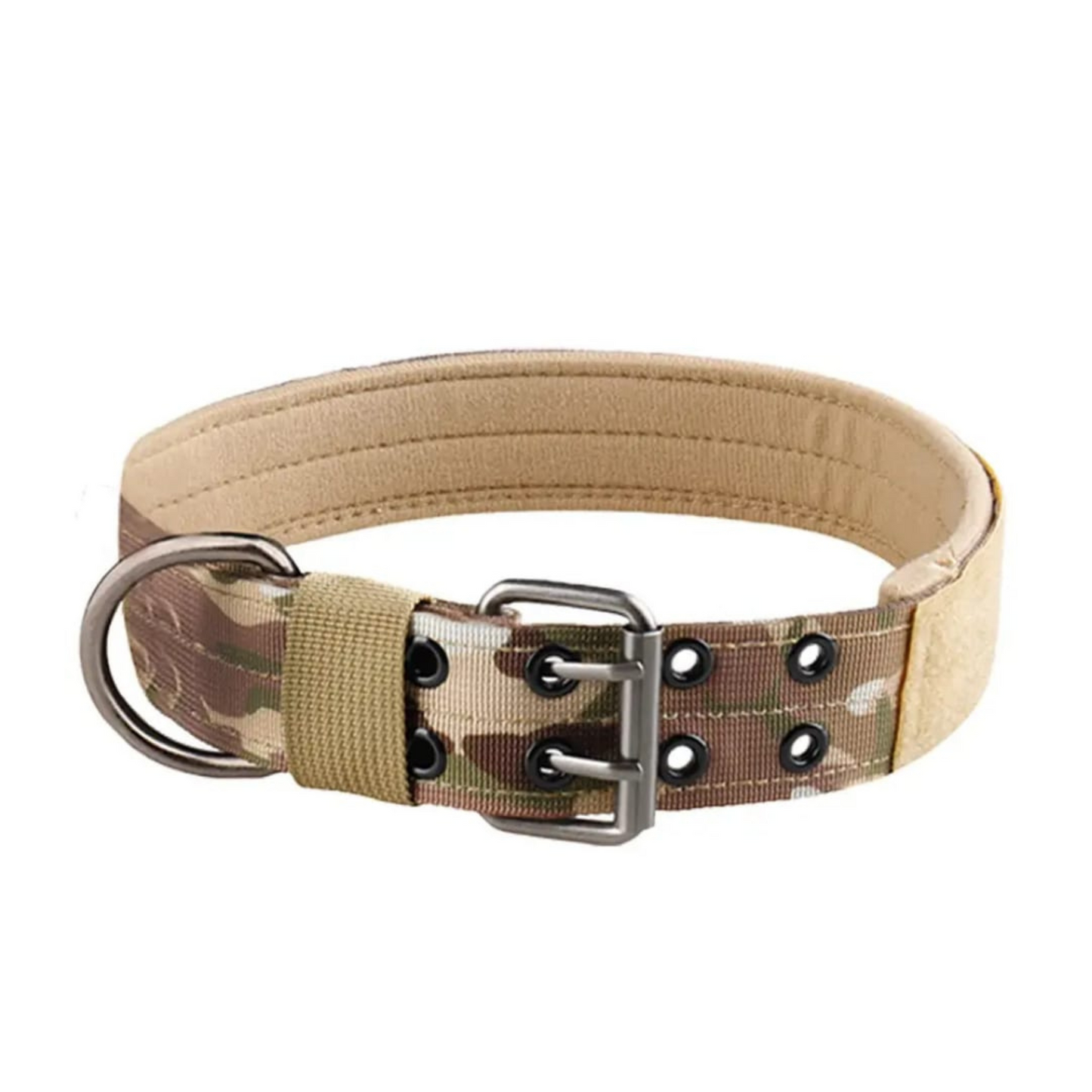 Collar Táctico para Perros con Doble Hebilla Metálica – Nylon Militar 1050D, Ajustable y Transpirable con Sistema MOLLE