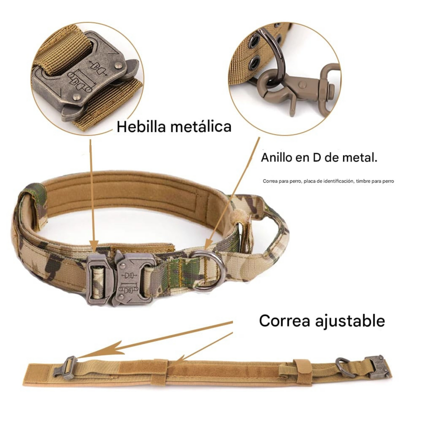 Collar Táctico PREMIUM ajustable en nailon de alta calidad hebilla metálica