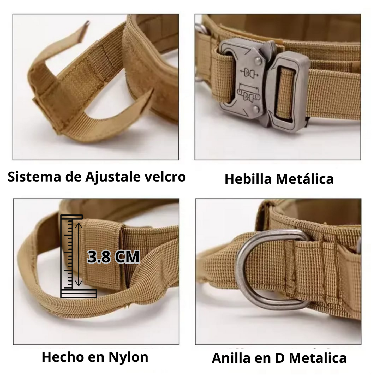 Collar Táctico PREMIUM ajustable en nailon de alta calidad hebilla metálica