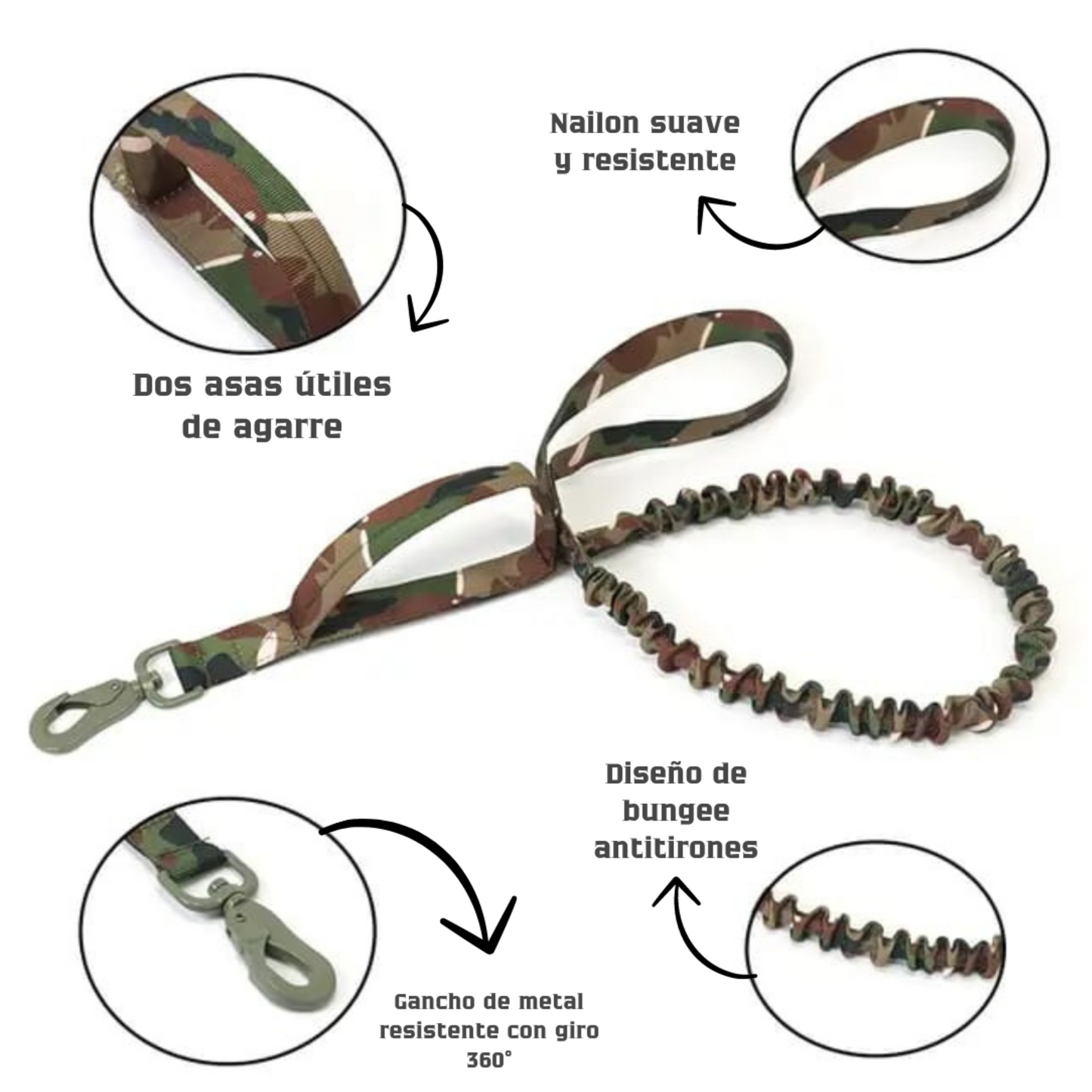 collar con correa de alta calidad para perro grande y mediano táctico militar