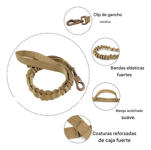 Collar Táctico para Perros con Traílla – Entrenamiento Militar con Hebilla de Liberación Rápida, Asa, Anilla Metálica y Giro 360°