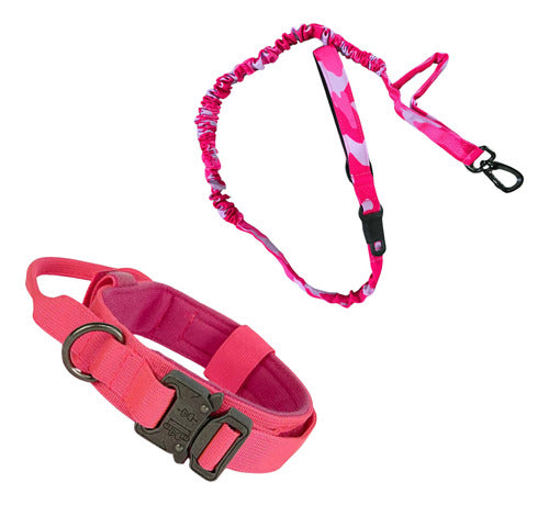 Collar Táctico para Perros con Traílla – Entrenamiento Militar con Hebilla de Liberación Rápida, Asa, Anilla Metálica y Giro 360°