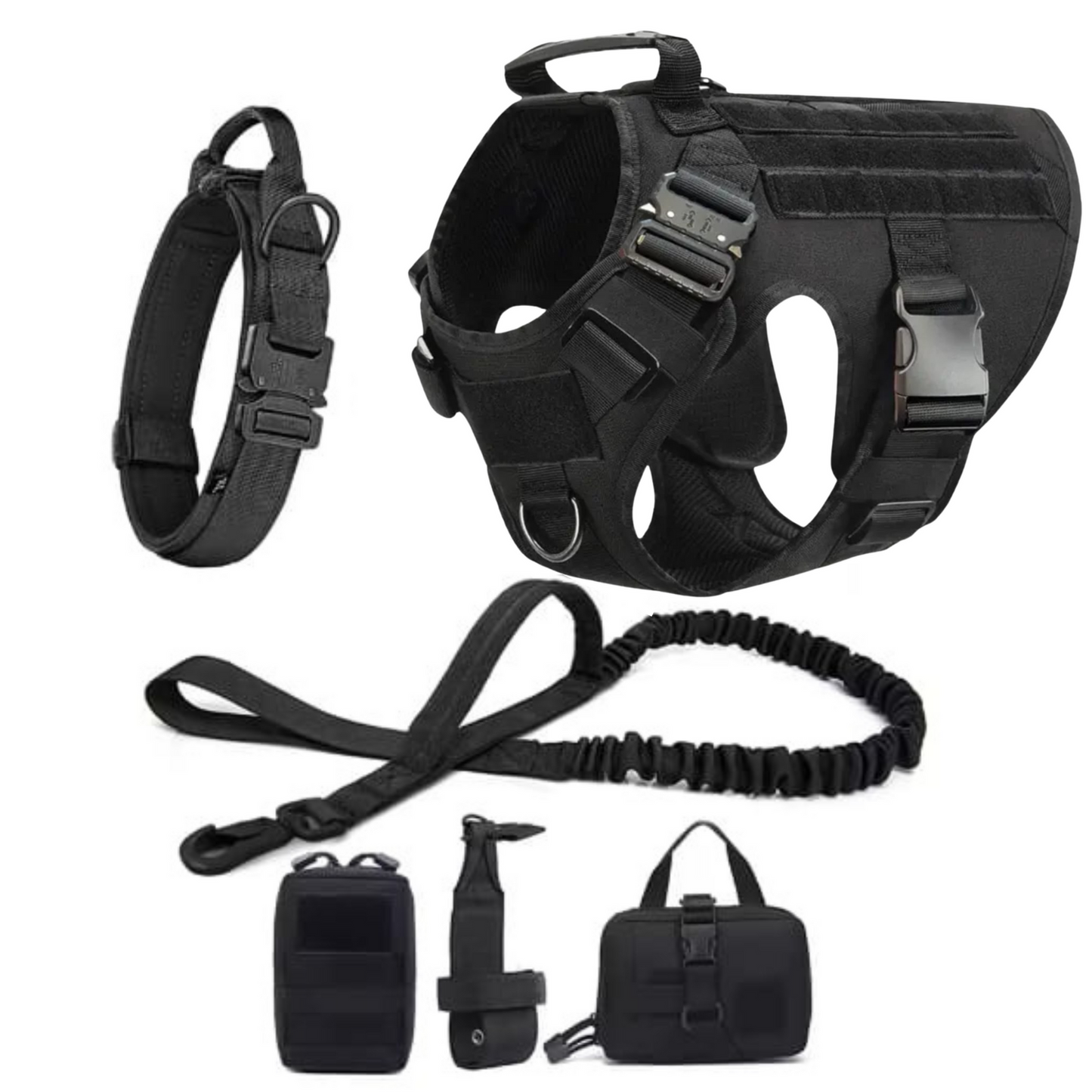 Kit Táctico para Perros Grandes | Arnés, Collar y Correa de Alta Resistencia