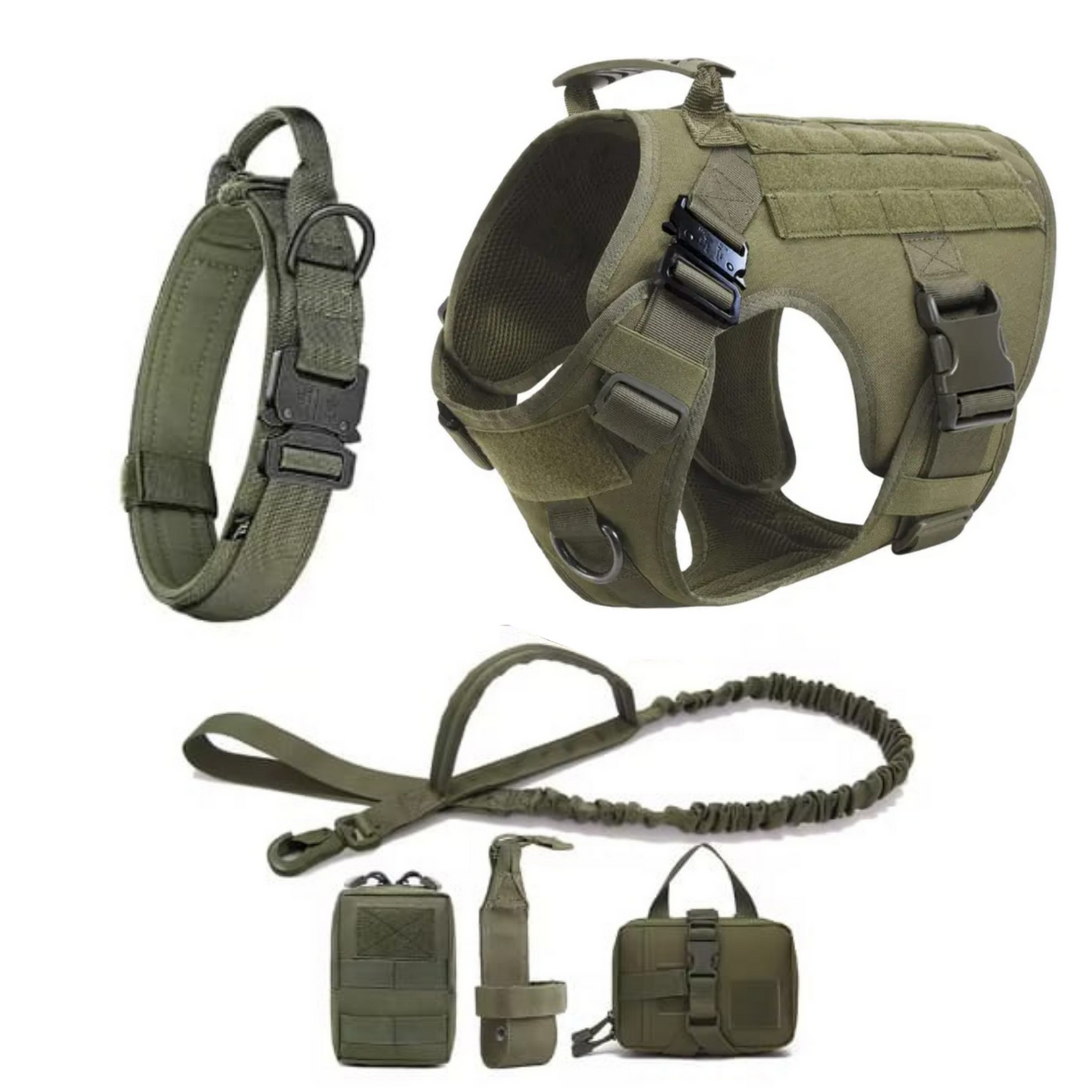 Kit Táctico para Perros Grandes | Arnés, Collar y Correa de Alta Resistencia