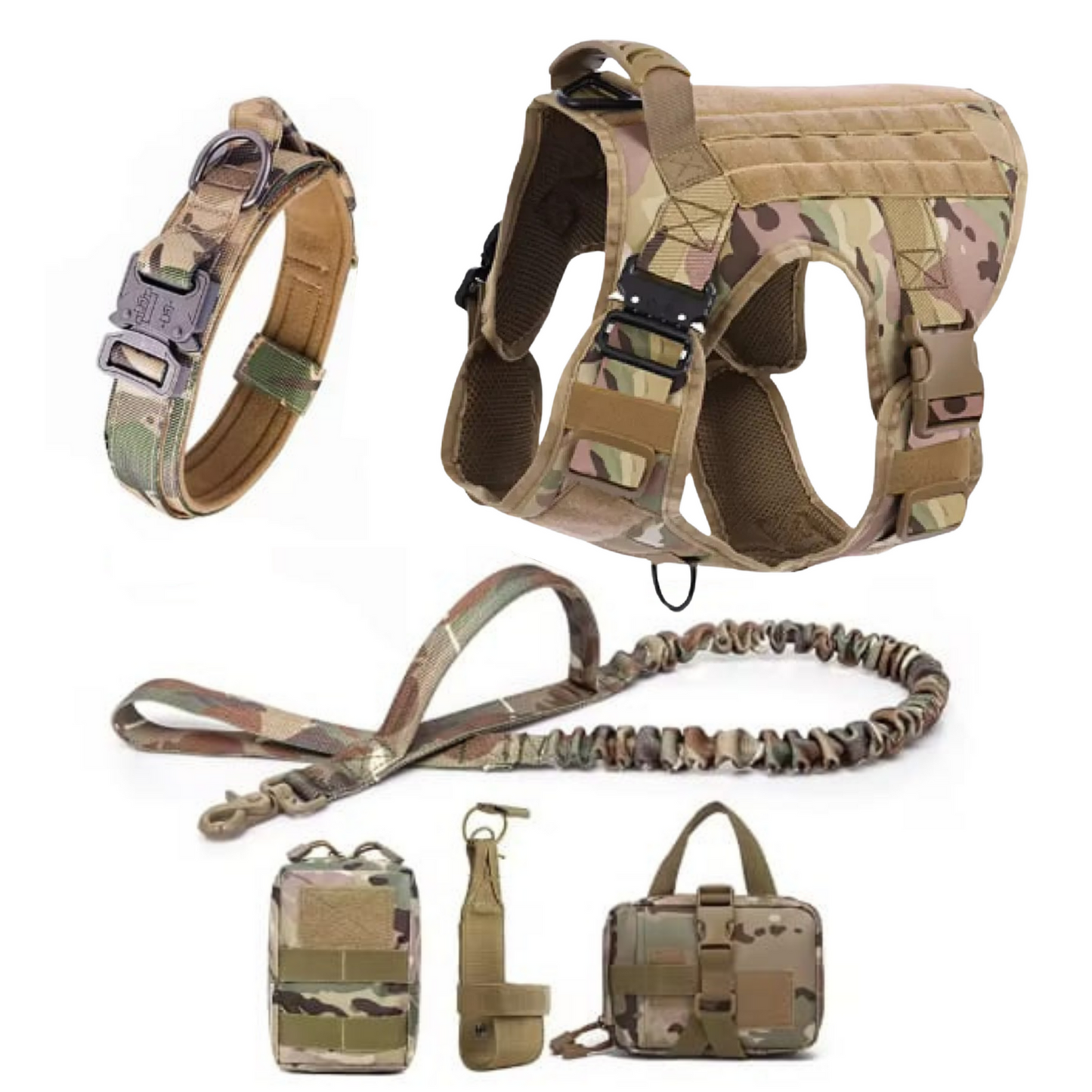 Kit Táctico para Perros Grandes | Arnés, Collar y Correa de Alta Resistencia