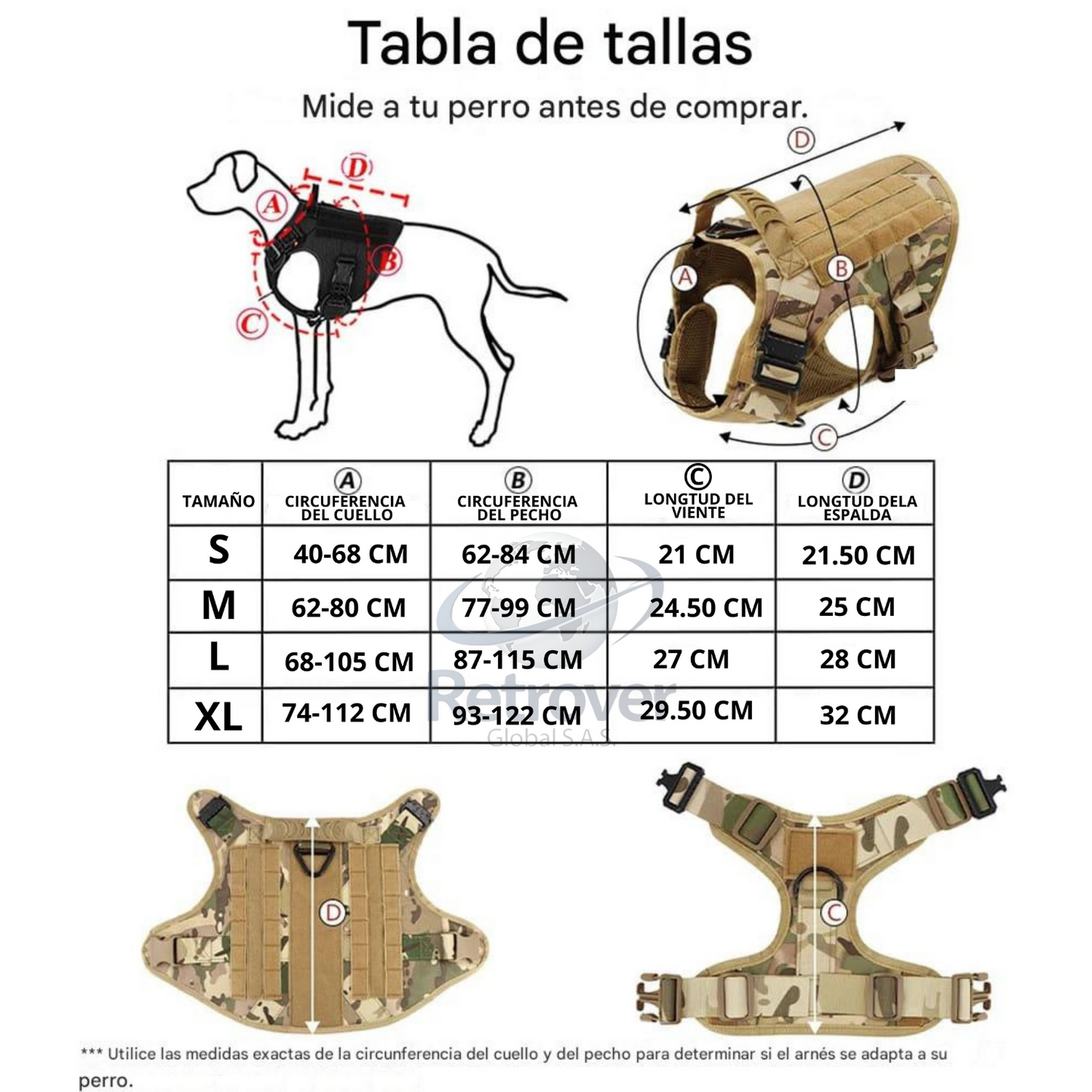 Kit Táctico para Perros Grandes | Arnés, Collar y Correa de Alta Resistencia