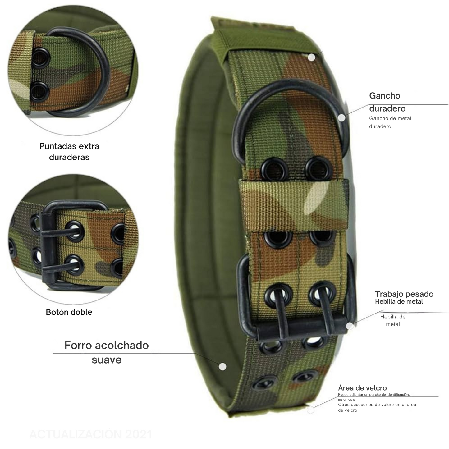 Collar Táctico para Perros con Doble Hebilla Metálica – Nylon Militar 1050D, Ajustable y Transpirable con Sistema MOLLE