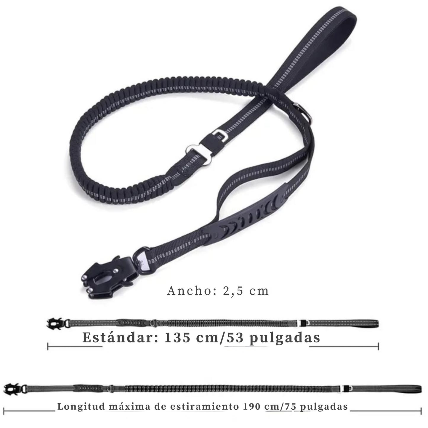 corra para perro PREMIUM con collar táctico hebilla metálica de liberación rápida