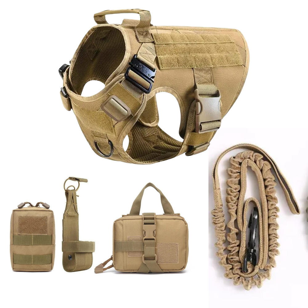Kit Táctico para Perros Grandes | Arnés, Collar y Correa de Alta Resistencia