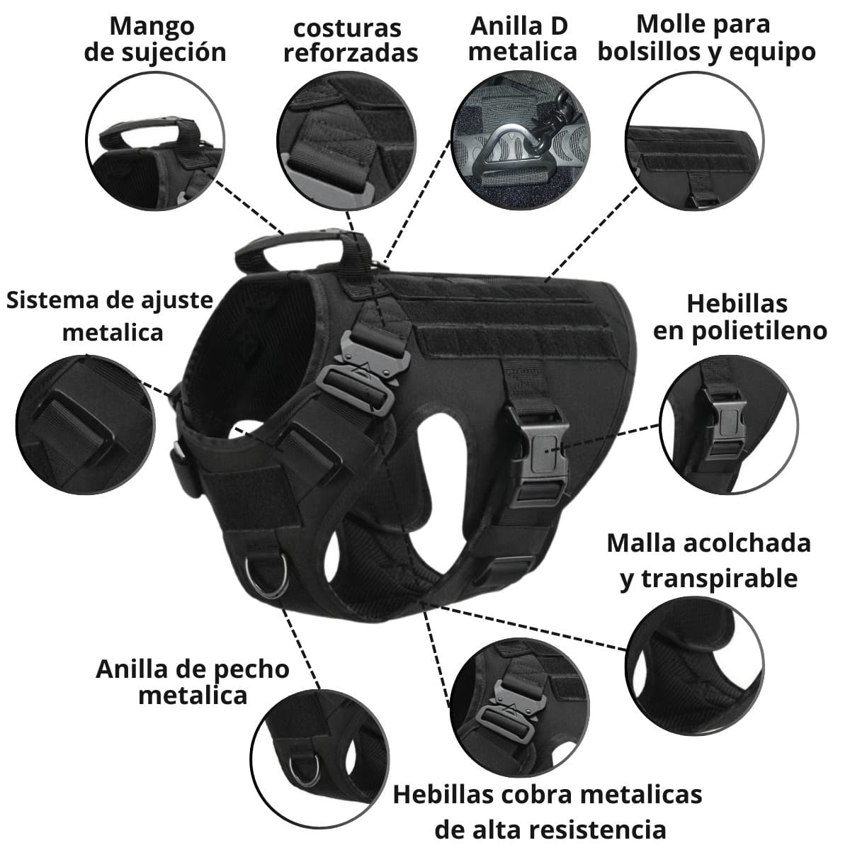 pechera táctica delta para perro | arnés militar premium pechera táctica delta para perro | arnés militar premium